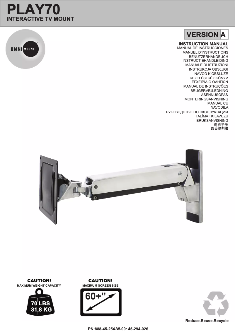 Page n°1 - Manuel utilisateur OmniMount PLAY70