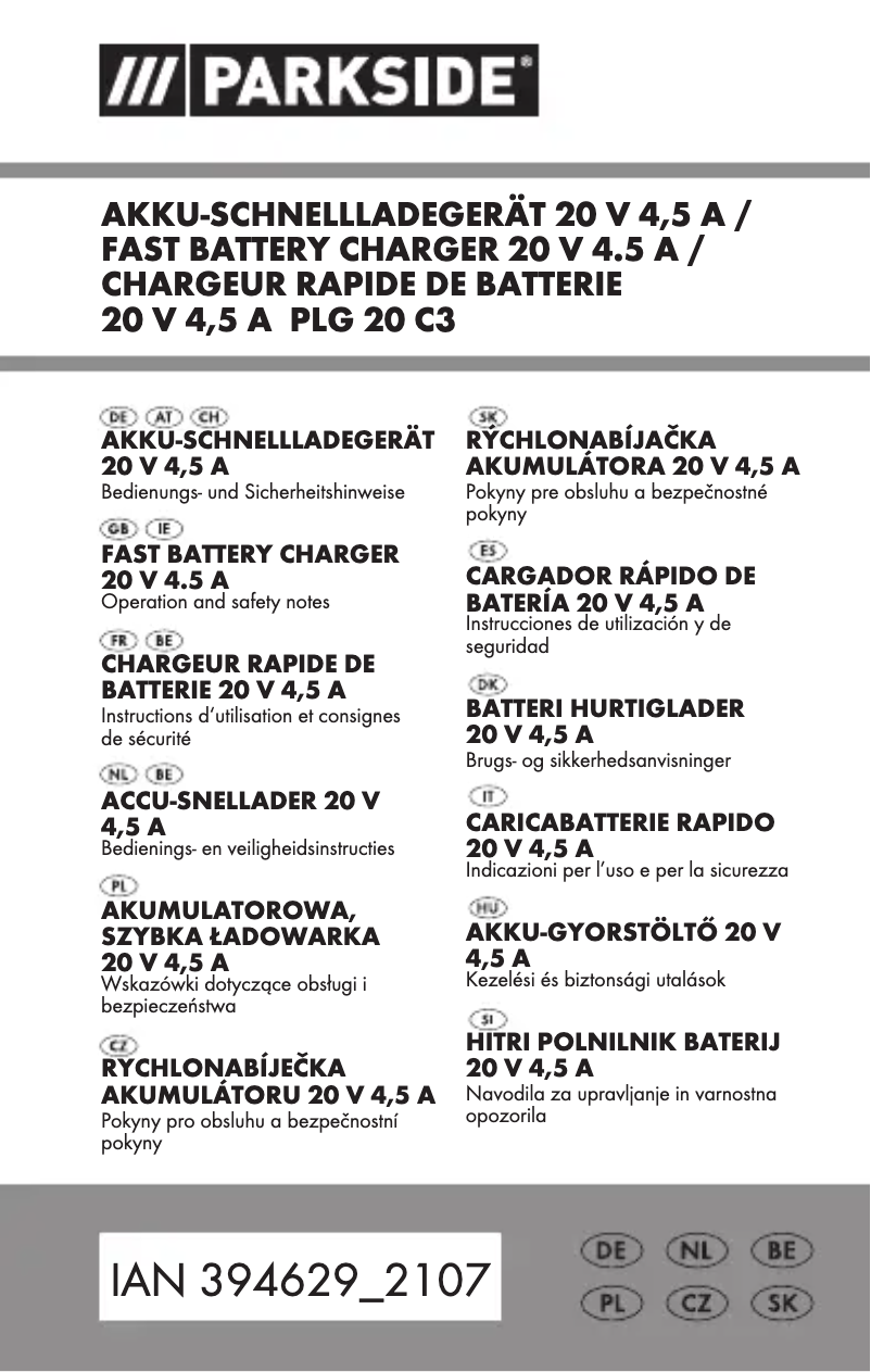 Page 1 de la notice Manuel utilisateur Parkside HG08983