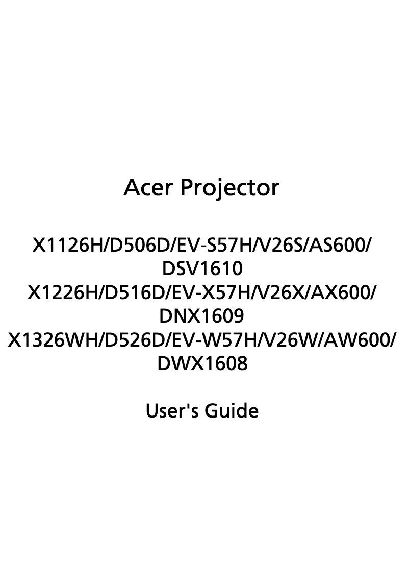 Page 1 de la notice Manuel utilisateur Acer X1326WH