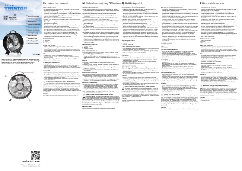Page 1 de la notice Manuel utilisateur TriStar VE-5966