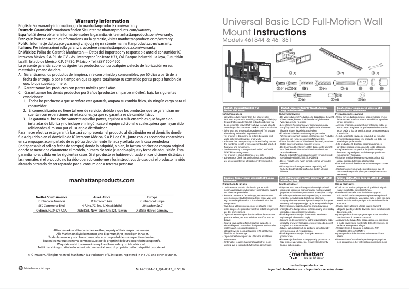 Page 1 de la notice Manuel utilisateur Manhattan 461344