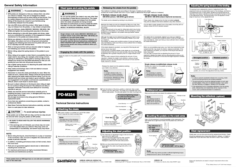 Página 1 del manual Manual de usuario Shimano PD-M324