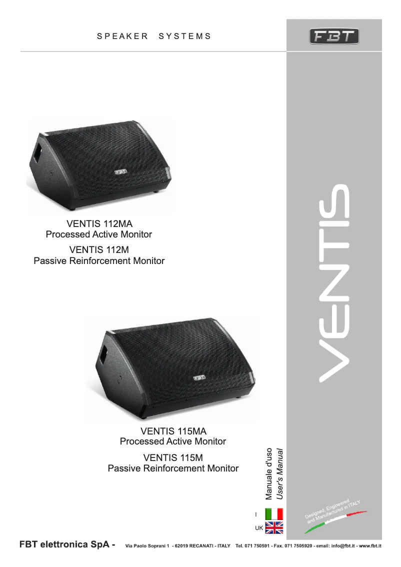Page n°1 - Manuel utilisateur FBT VENTIS 115MA