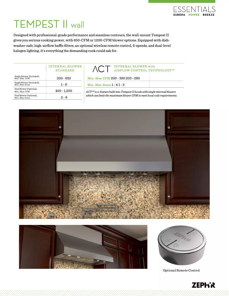 Page 1 de la notice Fiche technique Zephyr AK7548BS