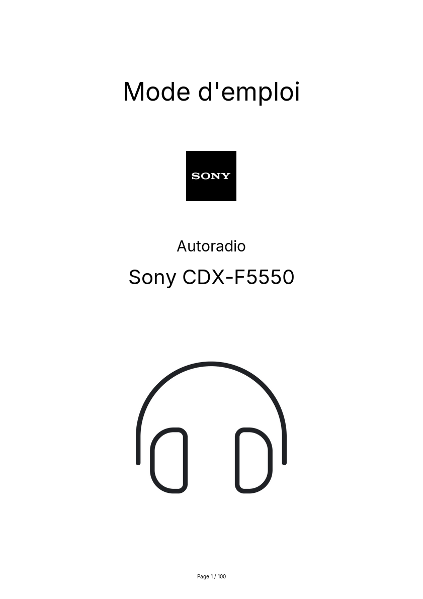 Page n°1 - Mode d'emploi Sony CDX-F5550