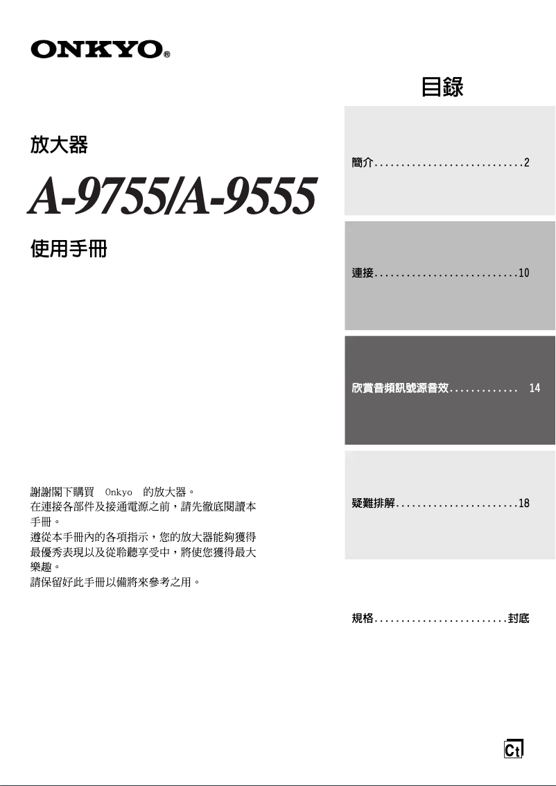 Page n°1 - Manuel utilisateur Onkyo A-9755