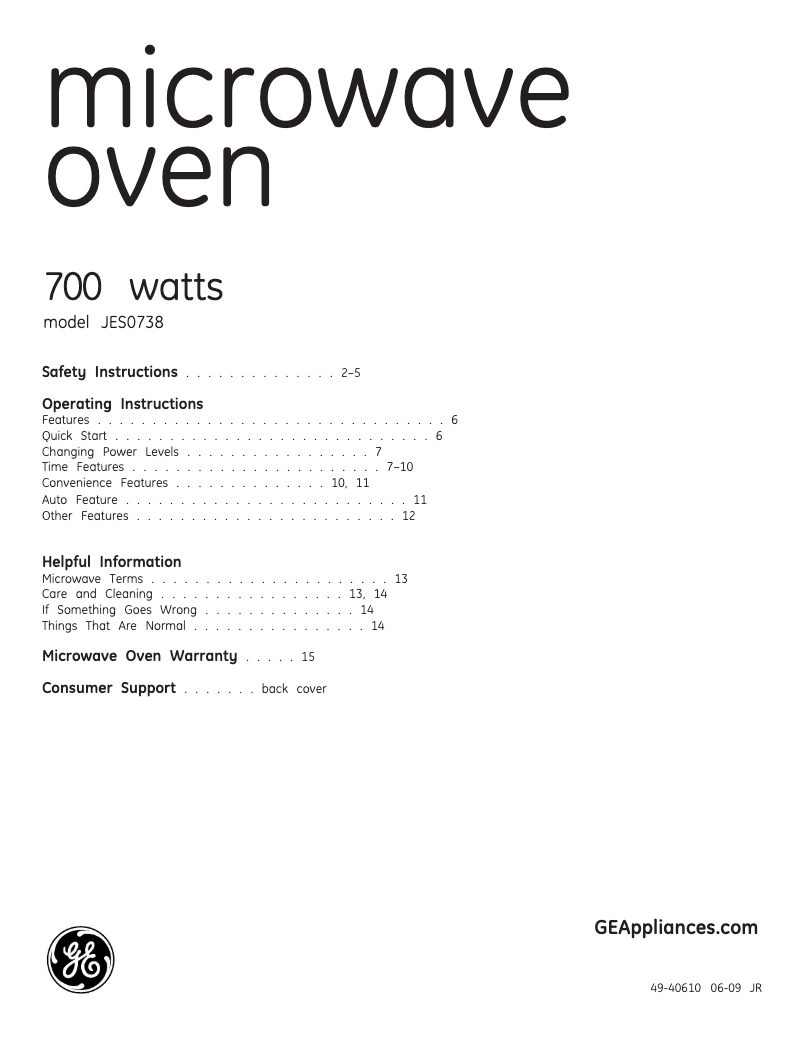 Image de la première page du manuel de l'appareil JES0738DPWW