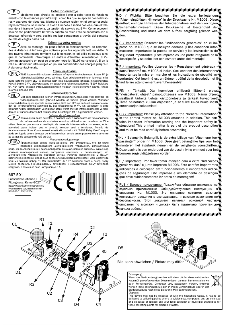 Page 1 de la notice Manuel utilisateur Kemo B195