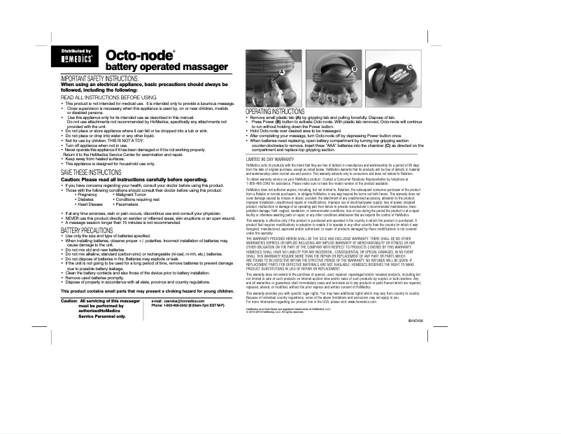 Page n°1 - Manuel utilisateur Homedics NOV-36