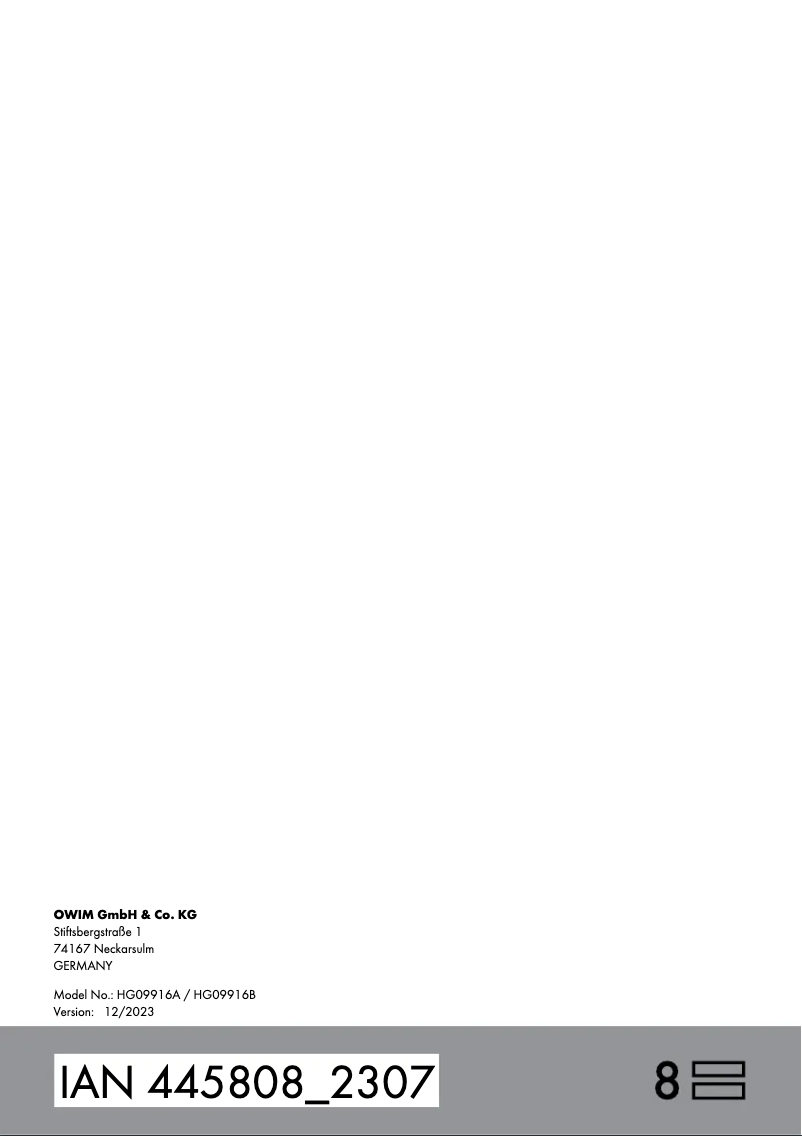 Page n°1 - Manuel utilisateur Livarno Lux HG09916A