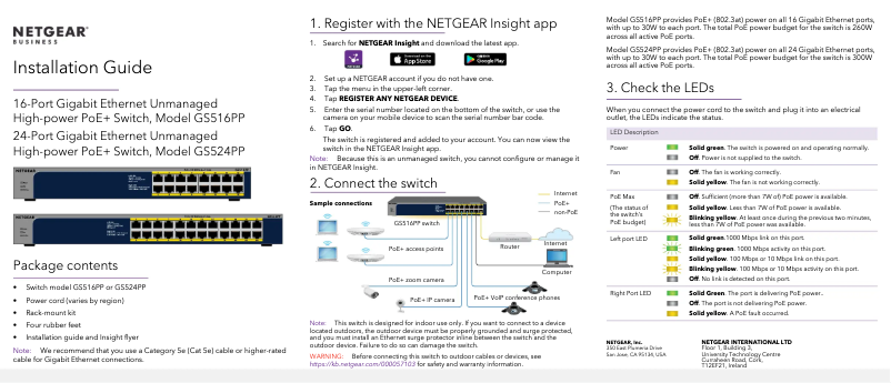 Page 1 de la notice Manuel utilisateur Netgear GS524PP