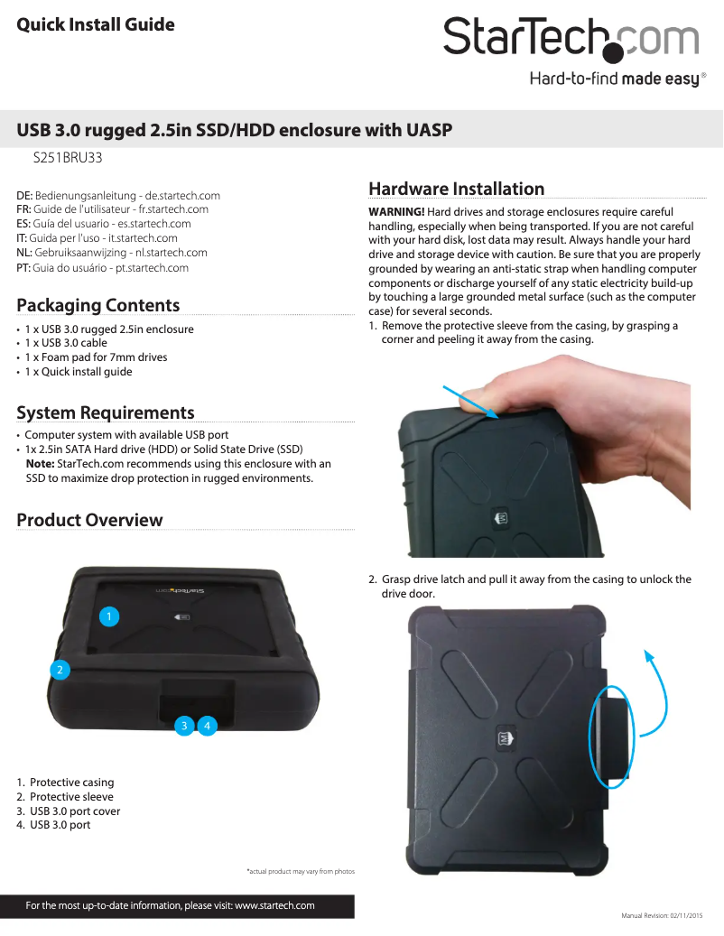 Page n°1 - Manuel utilisateur StarTech.com S251BRU33