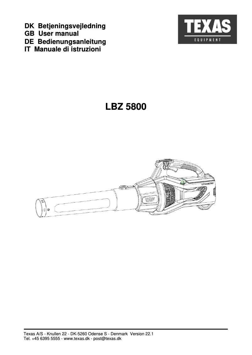 Image de la première page du manuel de l'appareil LBZ 5800