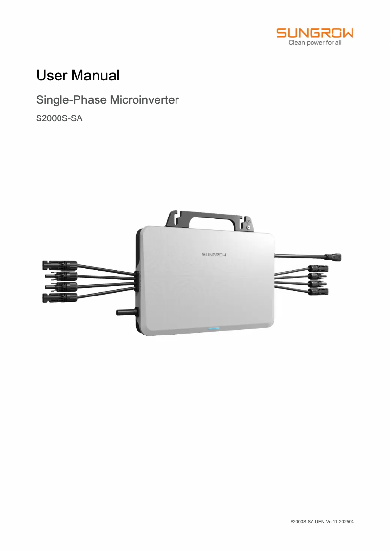Página 1 del manual Manual de usuario Sungrow S2000S-SA
