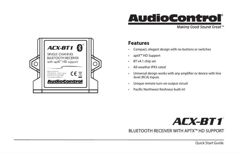 Page 1 de la notice Mode d'emploi AudioControl ACX-BT1