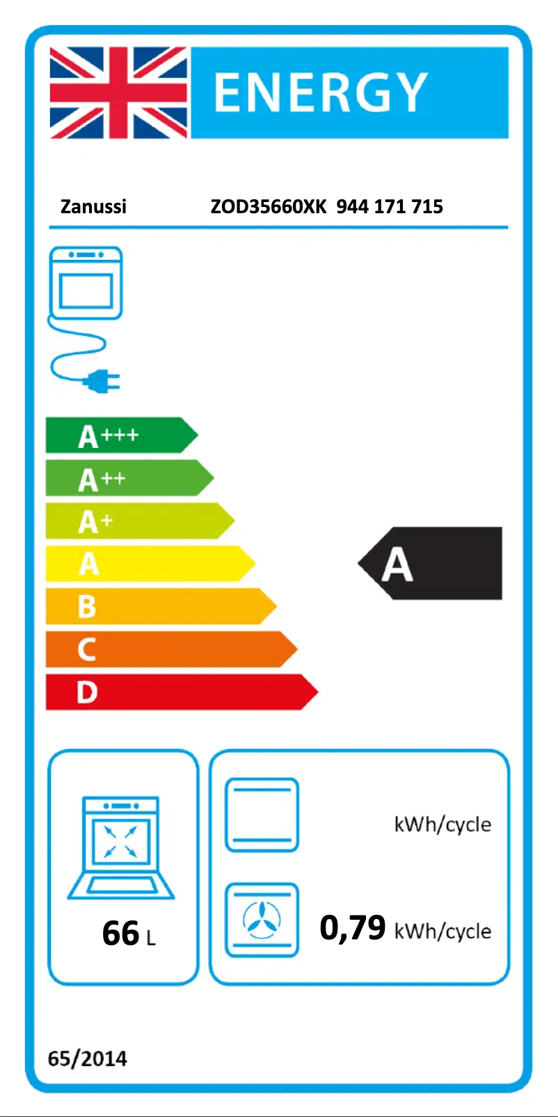 Page n°1 - Label énergétique Zanussi ZOD35660XK