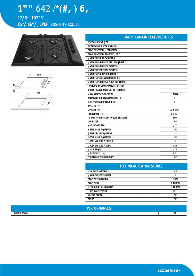 Page 1 de la notice Fiche technique Indesit PAA 642 /I(BK) UK