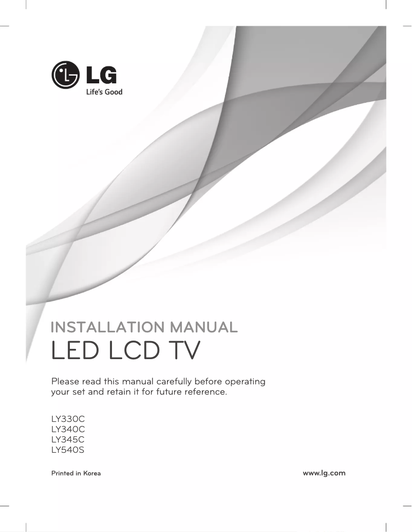 Page n°1 - Guide d'installation LG 55LY340C