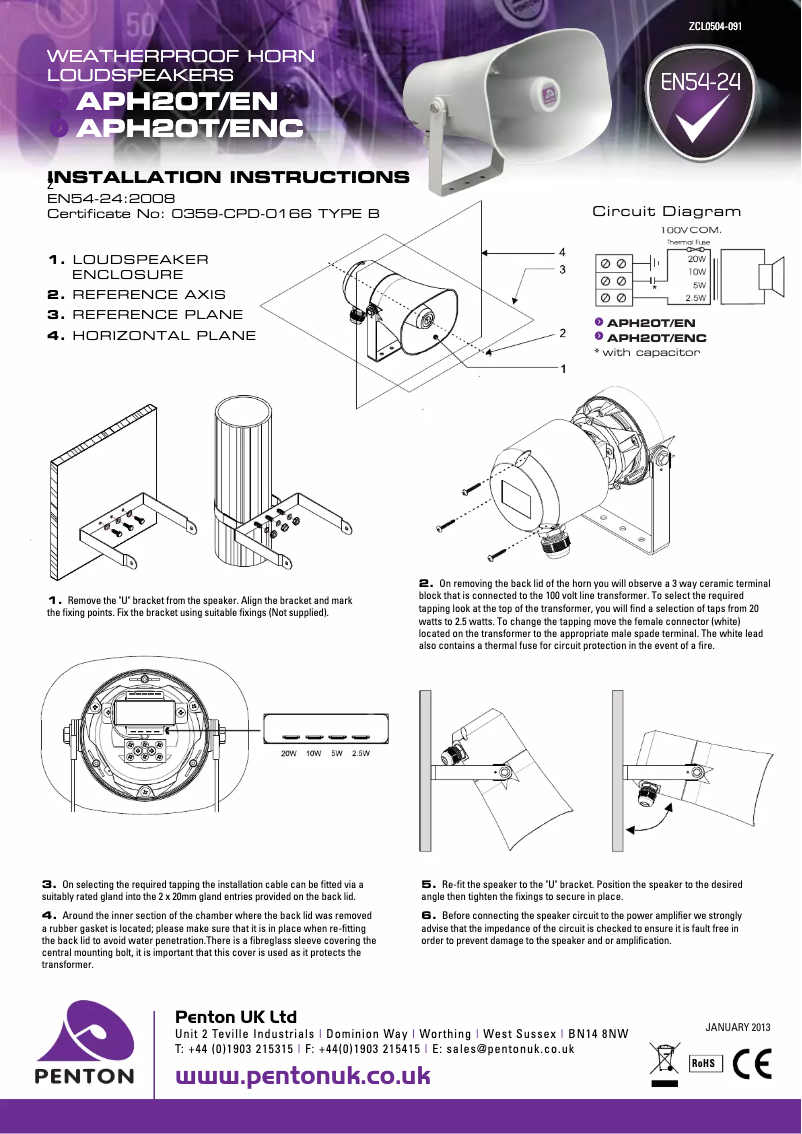 Page n°1 - Manuel utilisateur Penton APH20T/ENC