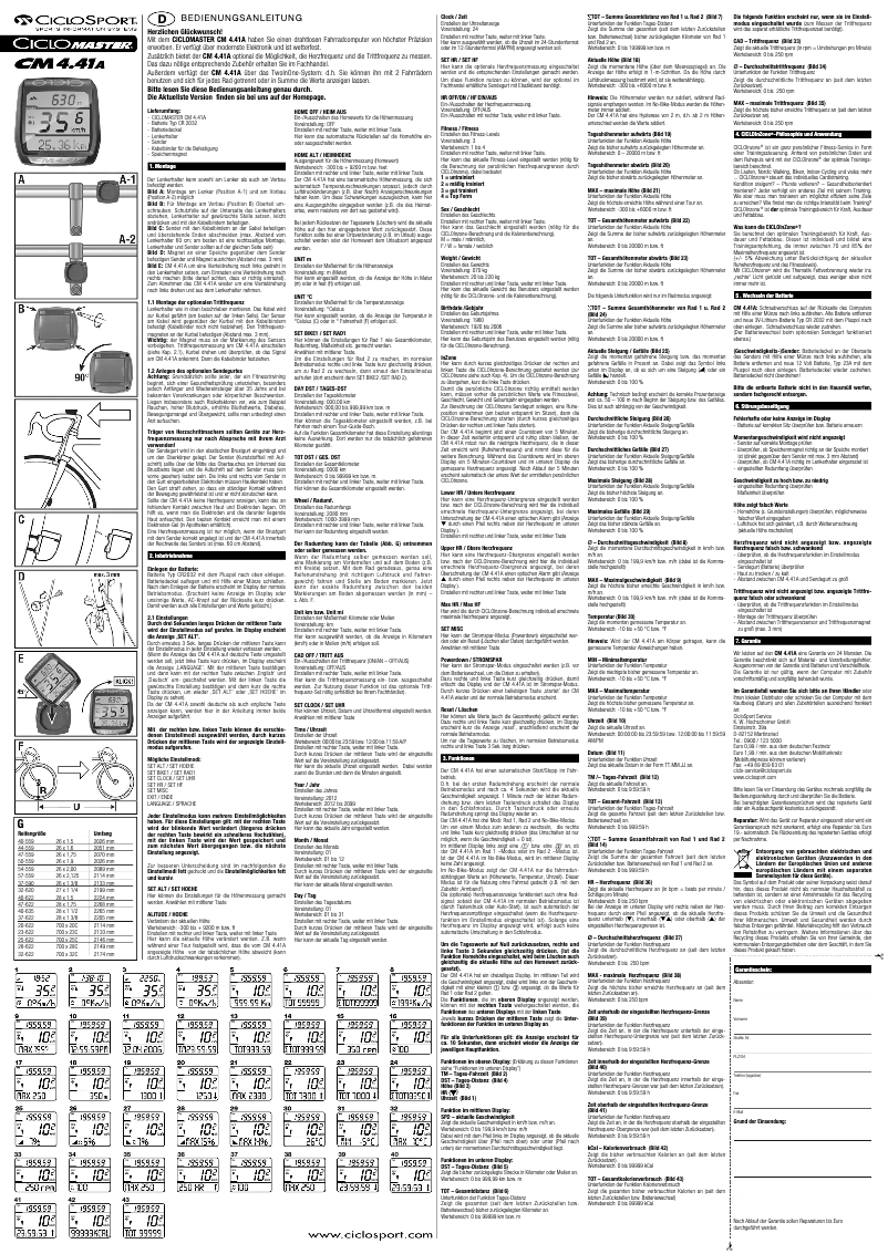Page 1 de la notice Manuel utilisateur Ciclo Ciclomaster CM 4.41A