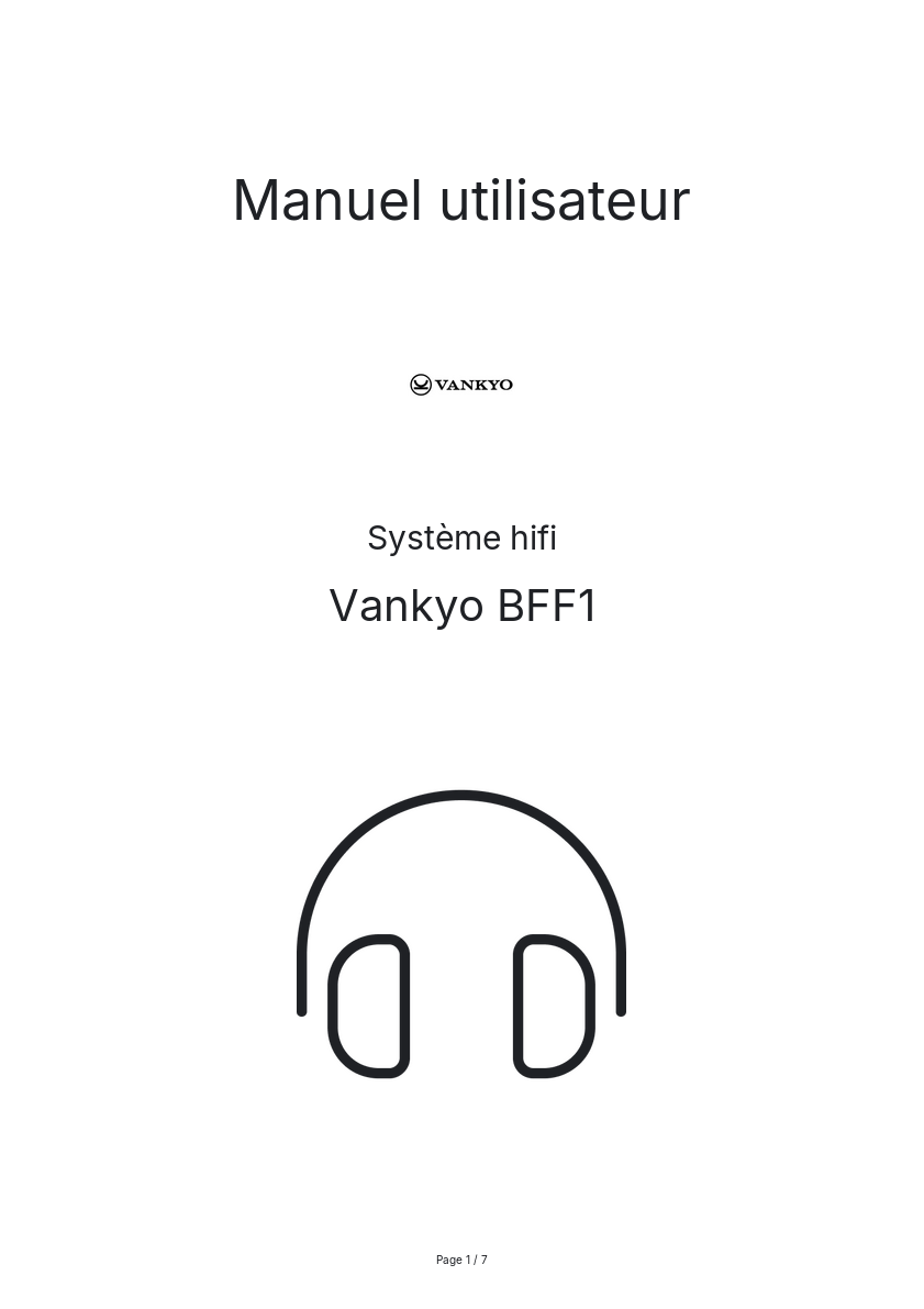Image de la première page du manuel de l'appareil BFF1
