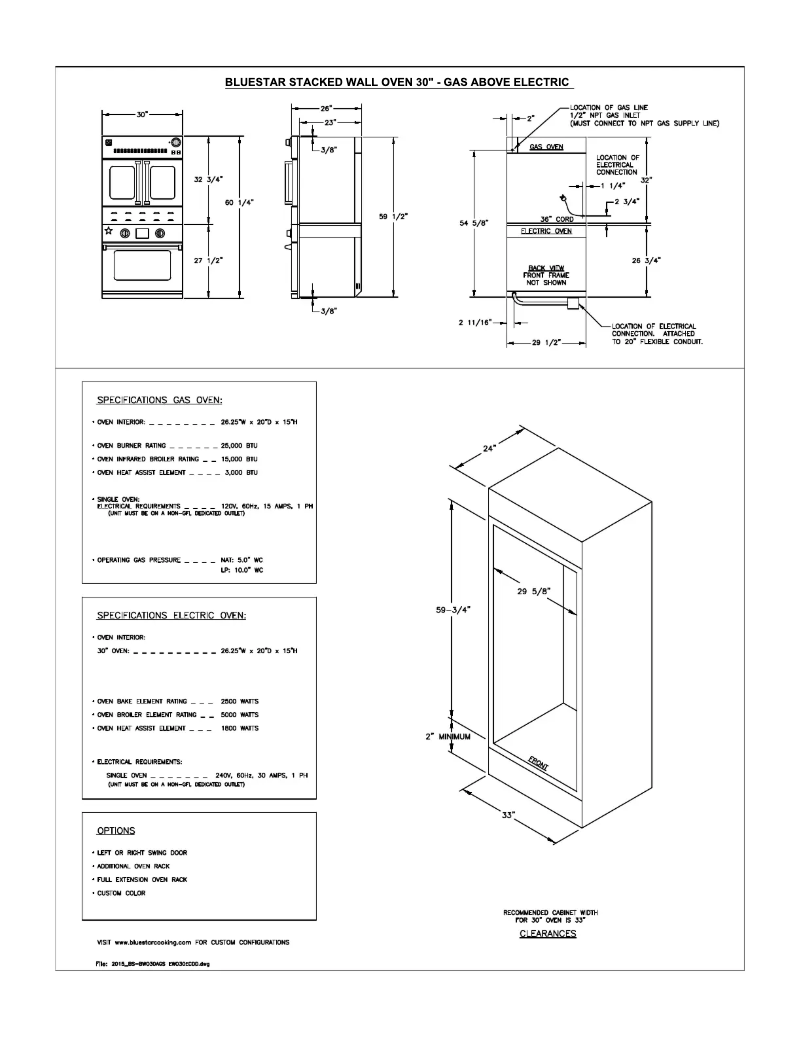 Page n°1 - Guide d'installation BlueStar BWO30AGS