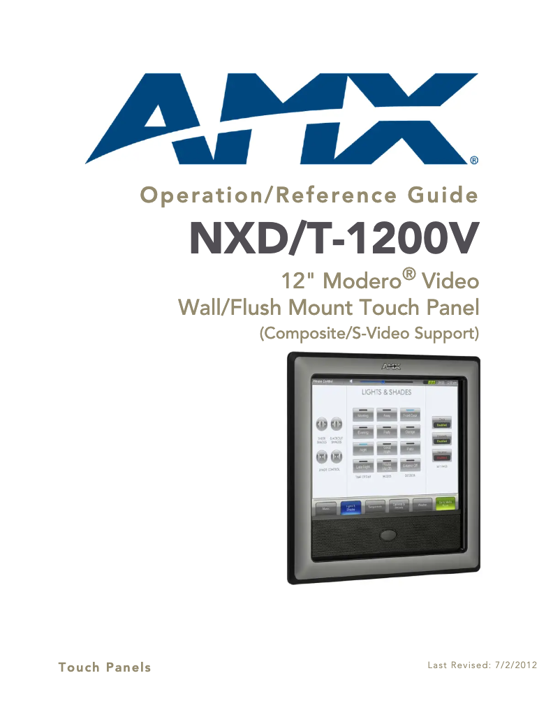Page n°1 - Manuel utilisateur AMX NXT-1200V