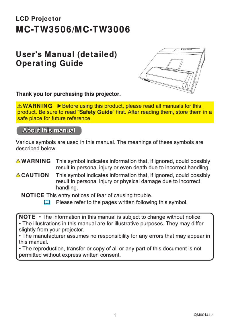 Image de la première page du manuel de l'appareil MC-TW3506