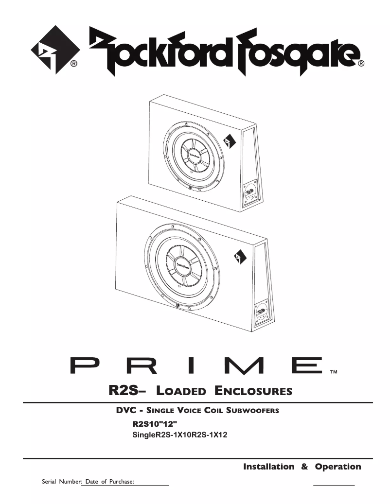 Page 1 de la notice Manuel utilisateur Rockford Fosgate Prime R2S-1X12