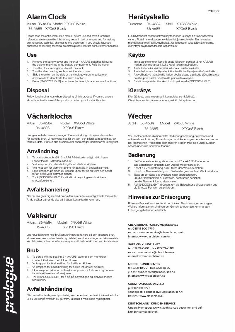 Page n°1 - Manuel utilisateur Prologue X9068