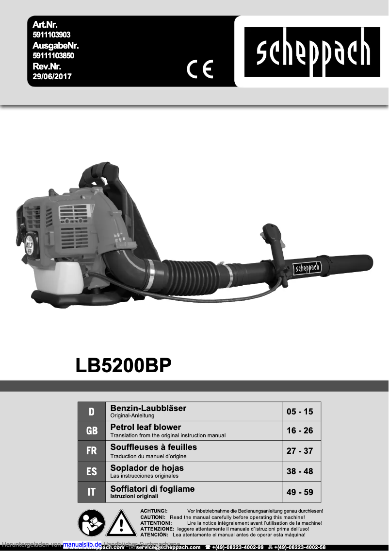 Image de la première page du manuel de l'appareil LB5200BP