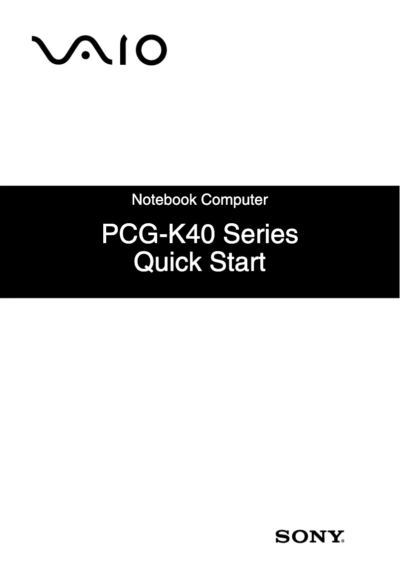 Page 1 de la notice Guide d'installation Sony Vaio PCG-K47