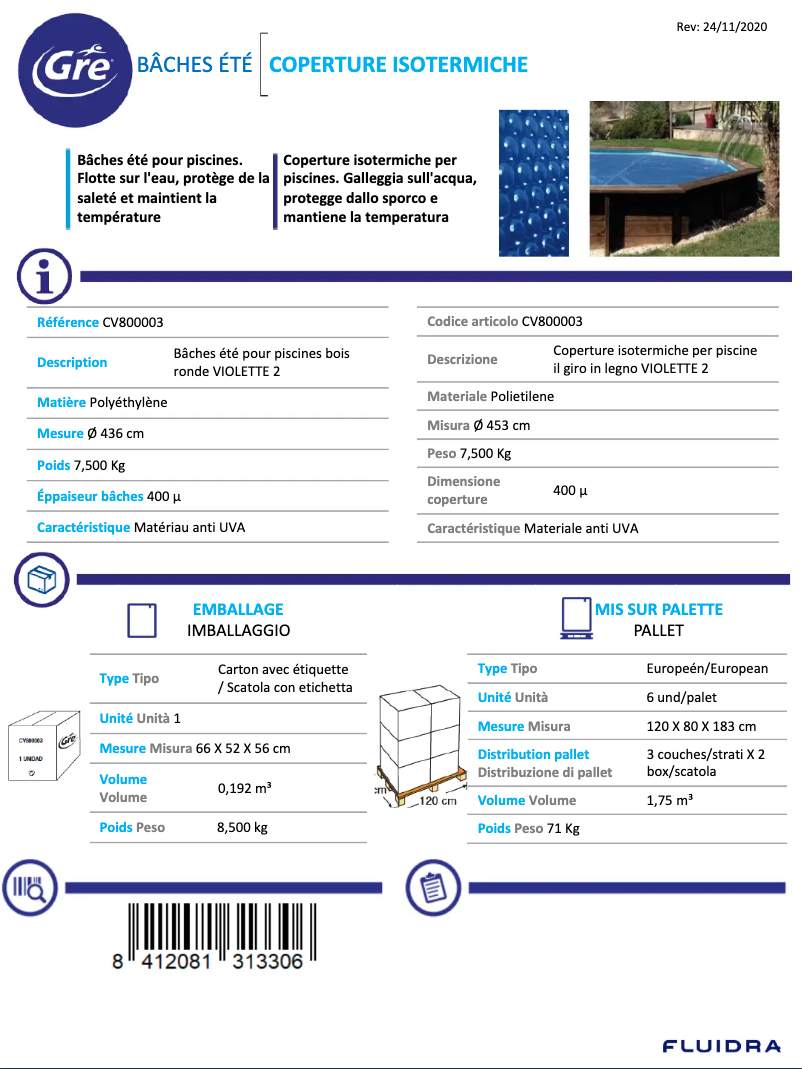 Image de la première page du manuel de l'appareil CV800003