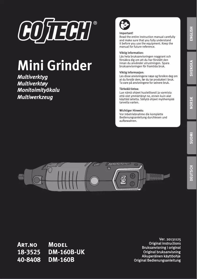 Page n°1 - Manuel utilisateur Cotech DM-160B