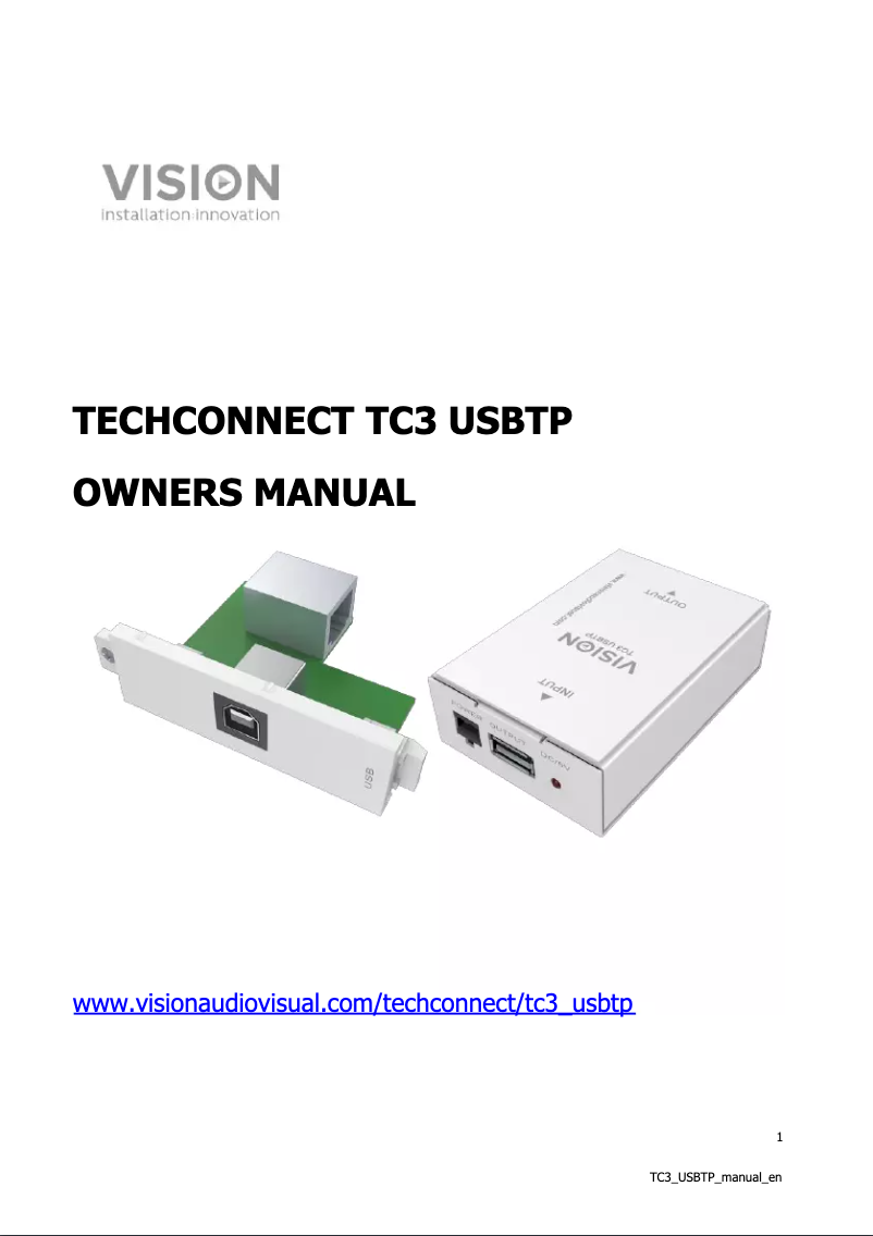 Page 1 de la notice Manuel utilisateur Vision TC3 USBTP