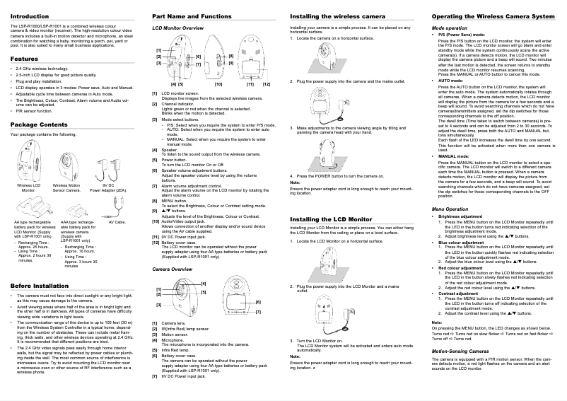 Page n°1 - Manuel utilisateur LG LSP-R1000P