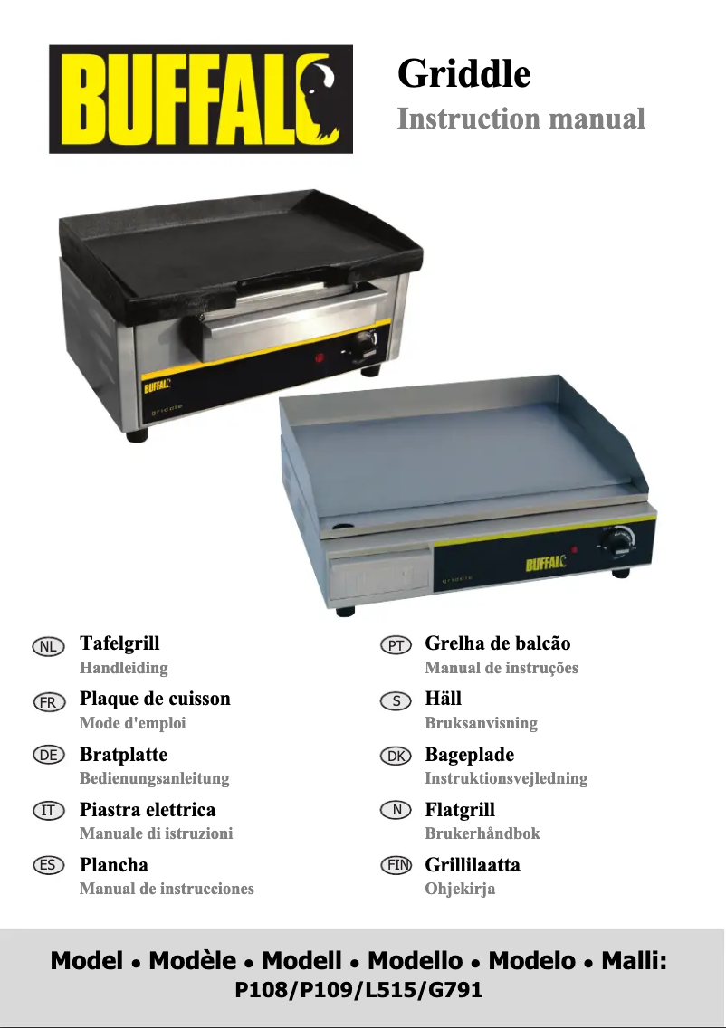 Image de la première page du manuel de l'appareil P109