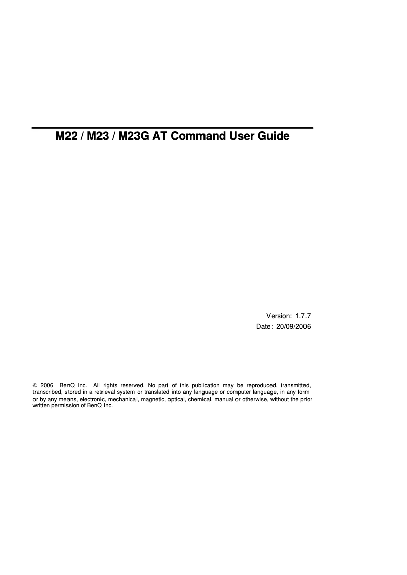 Page n°1 - Manuel utilisateur BenQ M22