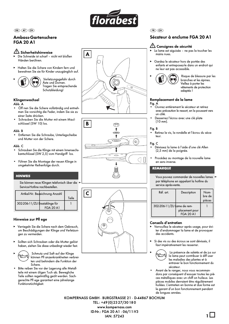 Página 1 del manual Manual de usuario Florabest FGA 20 A1