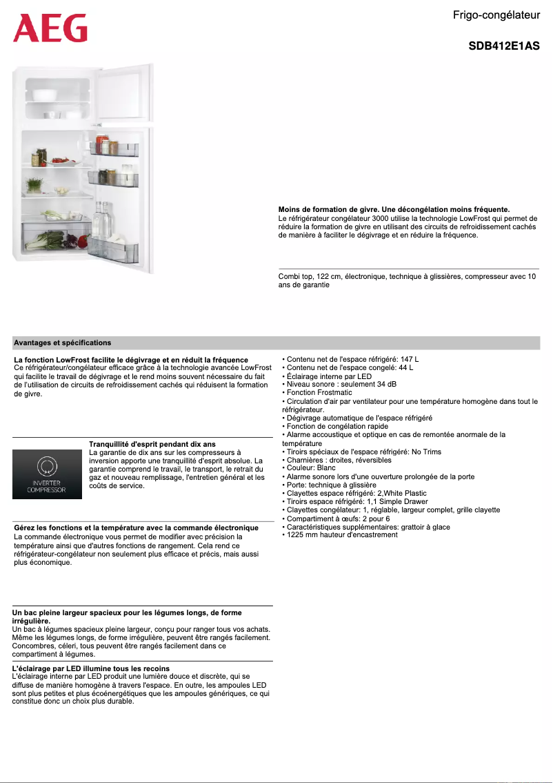 Image de la première page du manuel de l'appareil SDB412E1AS