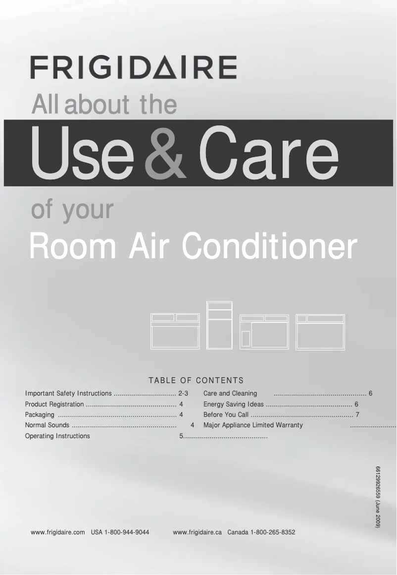 Page 1 de la notice Mode d'emploi Frigidaire FFRA051ZA1