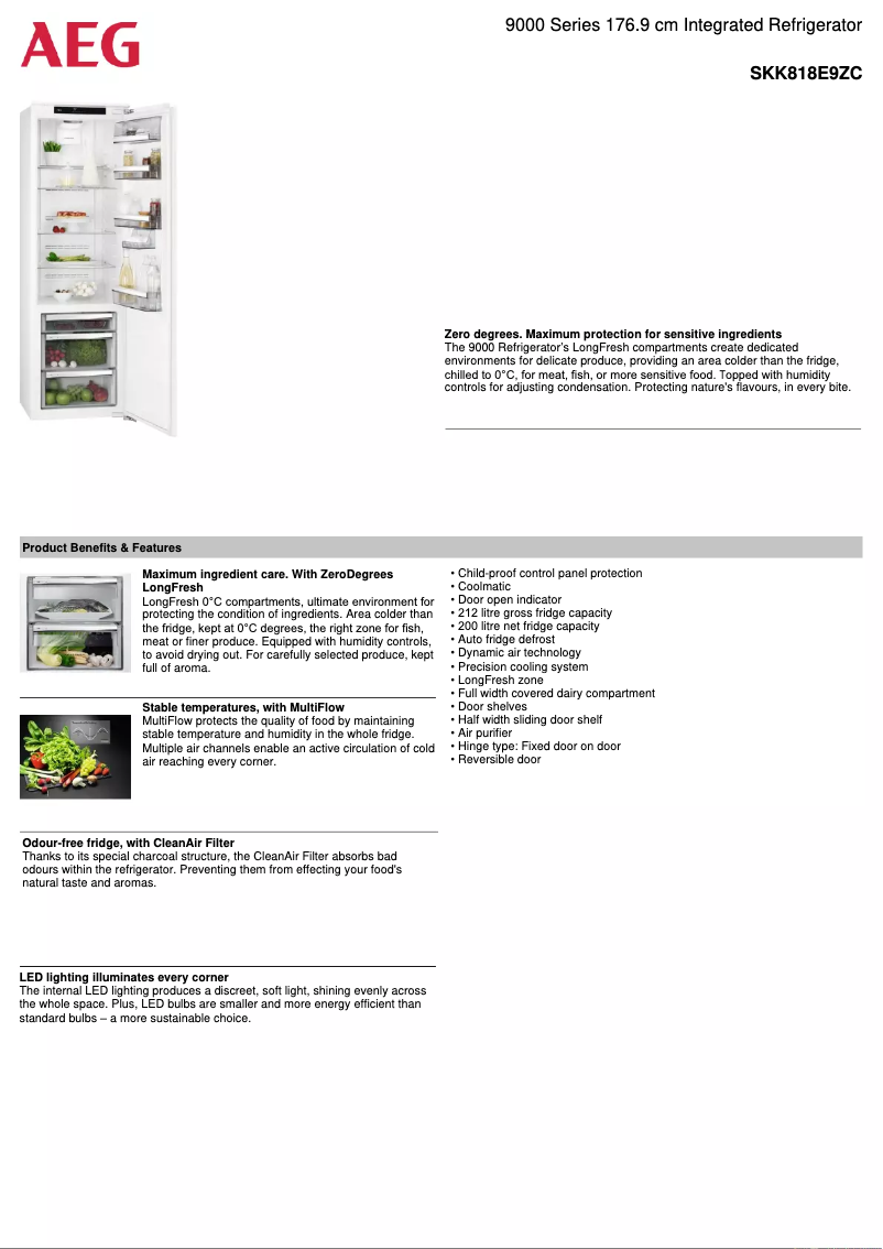 Page 1 de la notice Fiche technique AEG SKK818E9ZC