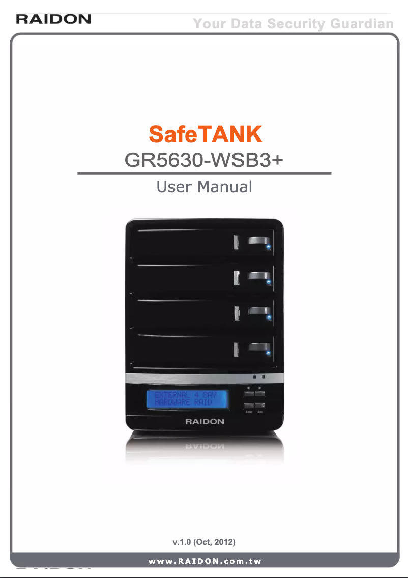 Página 1 del manual Manual de usuario Raidon SafeTANK GR5630-WSB3+