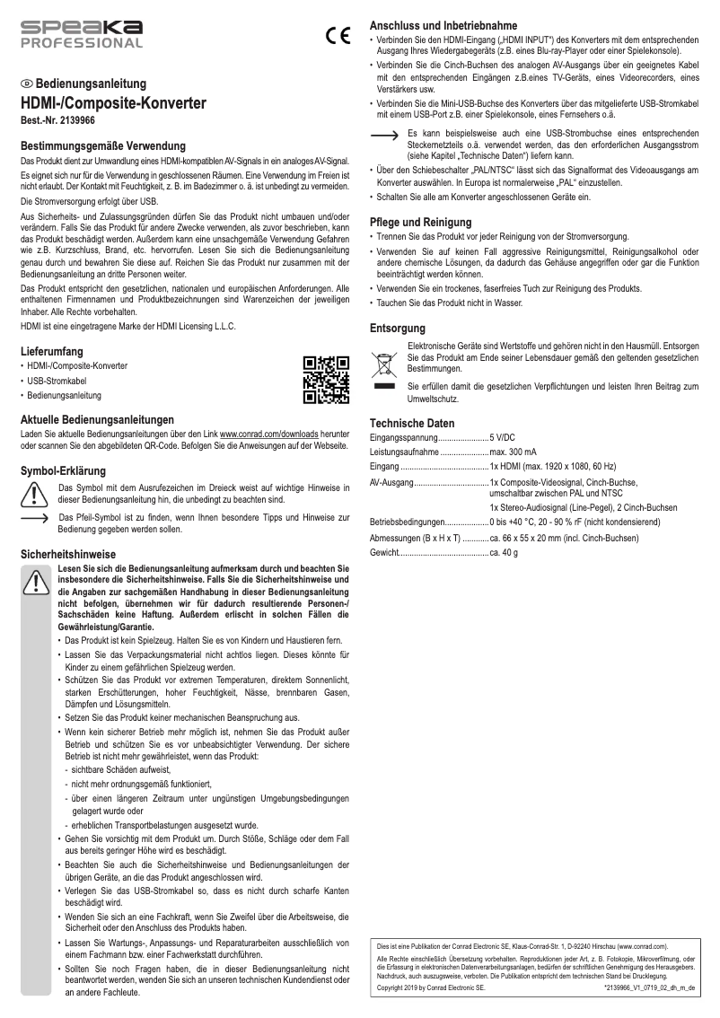 Page 1 de la notice Manuel utilisateur Speaka SP-8559864