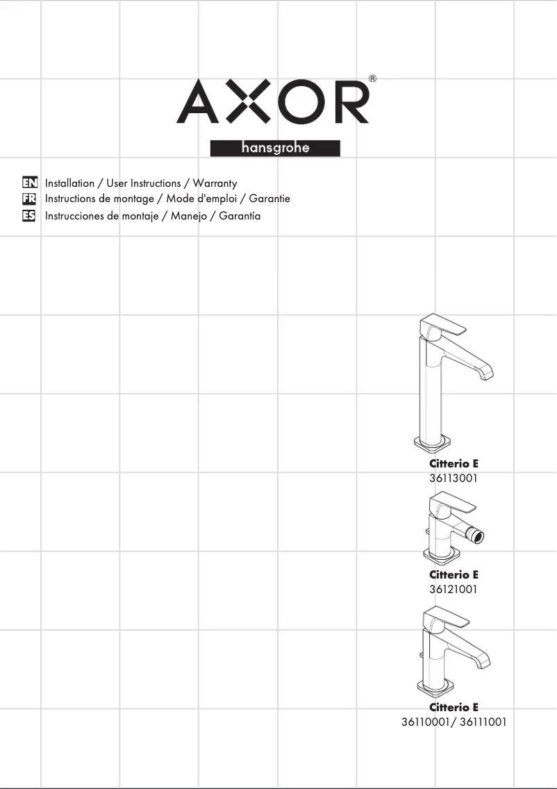 Page n°1 - Manuel utilisateur Axor Citterio E 36111001