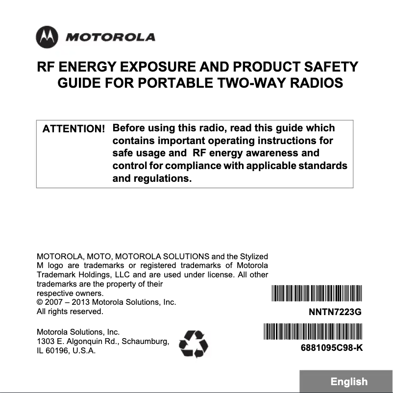 Page 1 de la notice Instructions de sécurité Motorola APX 8000