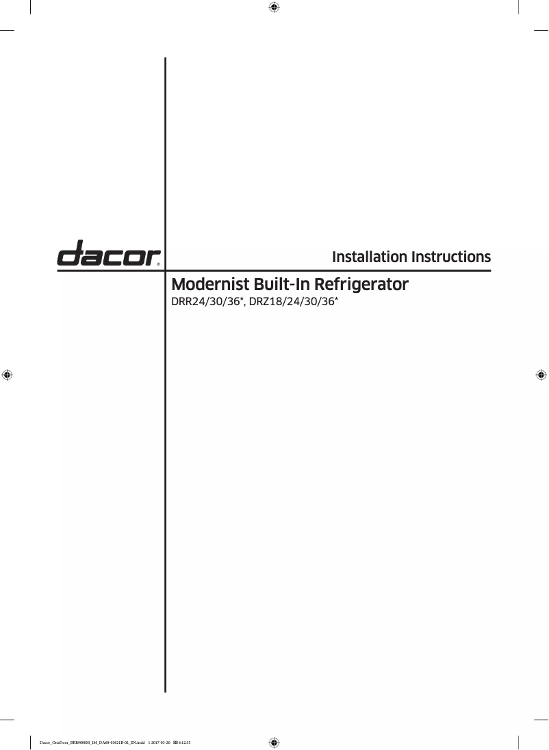 Image de la première page du manuel de l'appareil Modernist DRR30980RAP