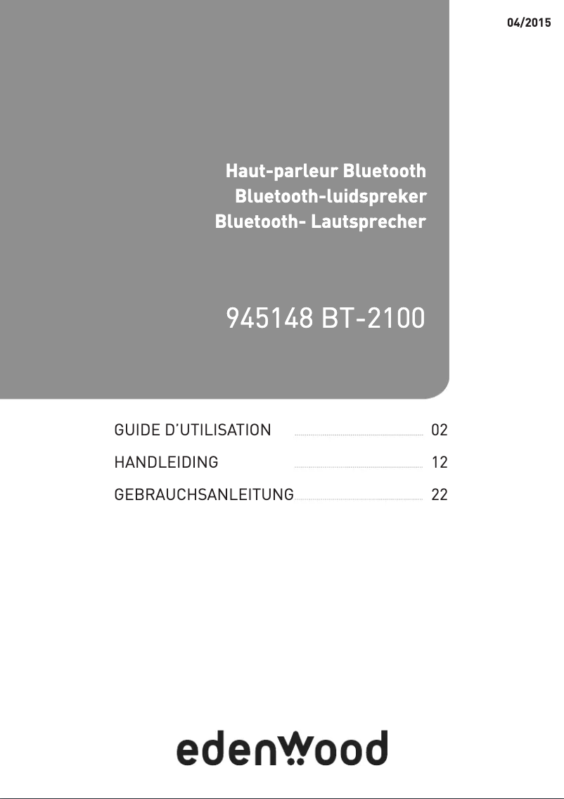 Page 1 de la notice Manuel utilisateur Edenwood BT-1200