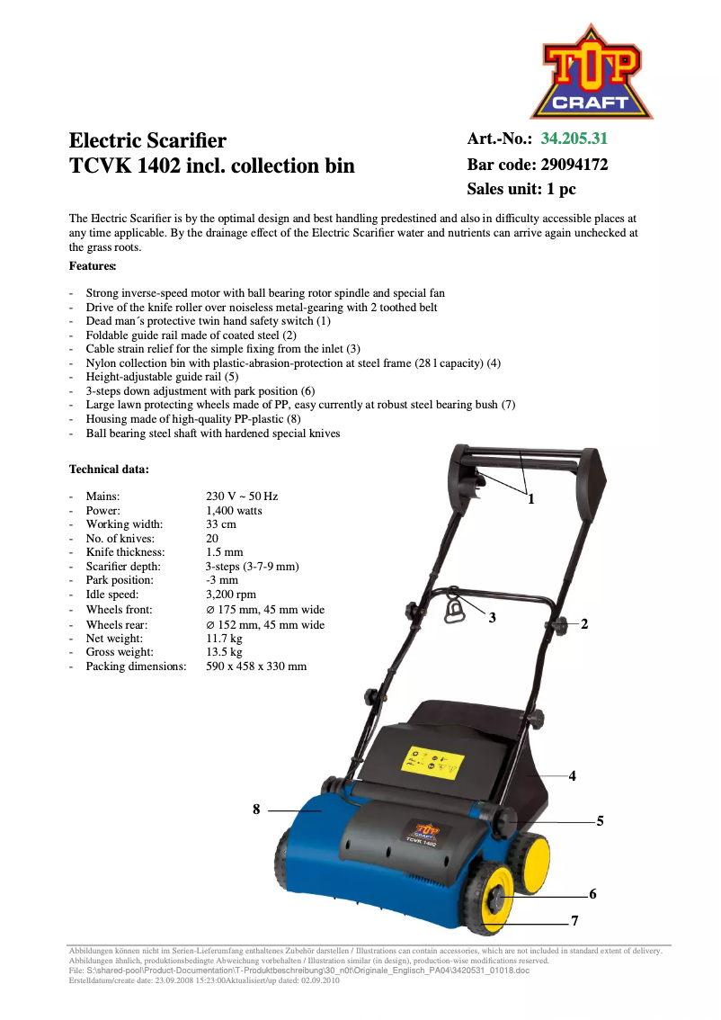 Image de la première page du manuel de l'appareil TCVK 1402