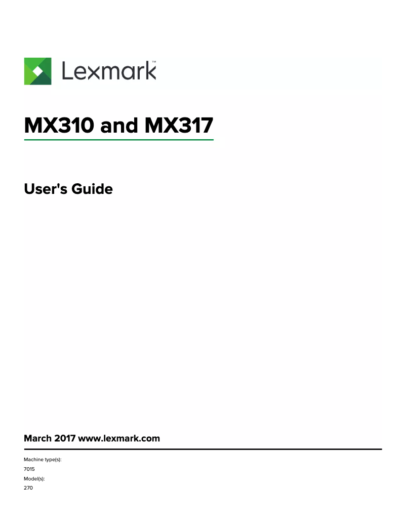 Page 1 de la notice Manuel utilisateur Lexmark MX317DN